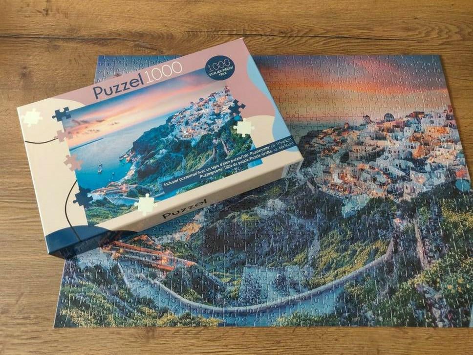 1000 st puzzel van Santorini, Ophalen of Verzenden, Zo goed als nieuw