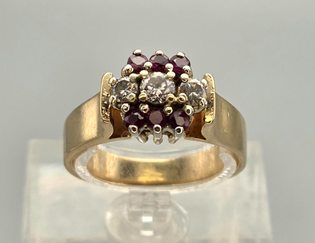 Bague ancienne en or avec rubis et diamant.2025/630, Bijoux, Sacs & Beauté, Envoi, Or, Bague, Avec pierre précieuse