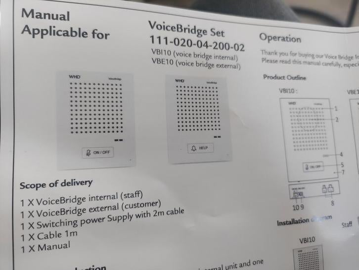 Voice bridge set WHD. Microfoon met speaker voor een loket, Ophalen, Zo goed als nieuw