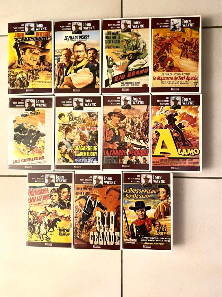 LOT Cassettes VHS - Collection Westerns de John Wayne, CD & DVD, Tous les âges, Enlèvement ou Envoi, Comme neuf, Action et Aventure