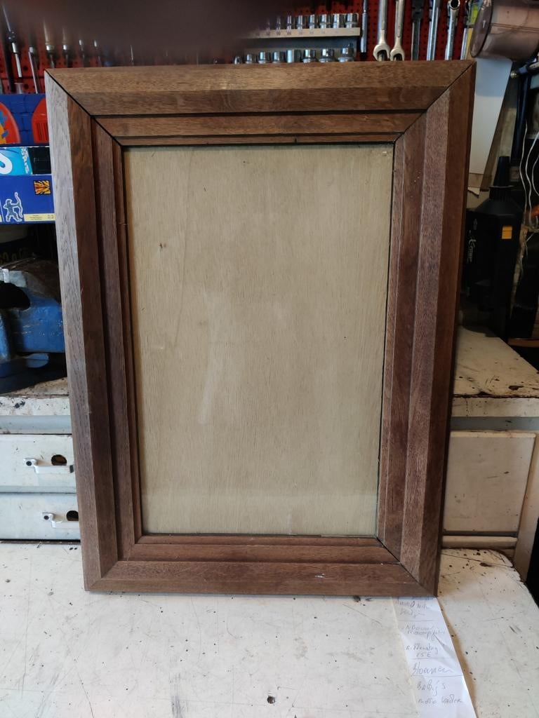 Houten kader met glas, Huis en Inrichting, Woonaccessoires | Lijsten, Ophalen, Gebruikt, Hout