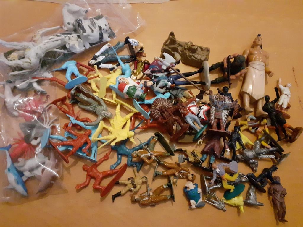 Lot vintage figuren, soldaten ... zie beschrijving, Verzamelen, Ophalen of Verzenden