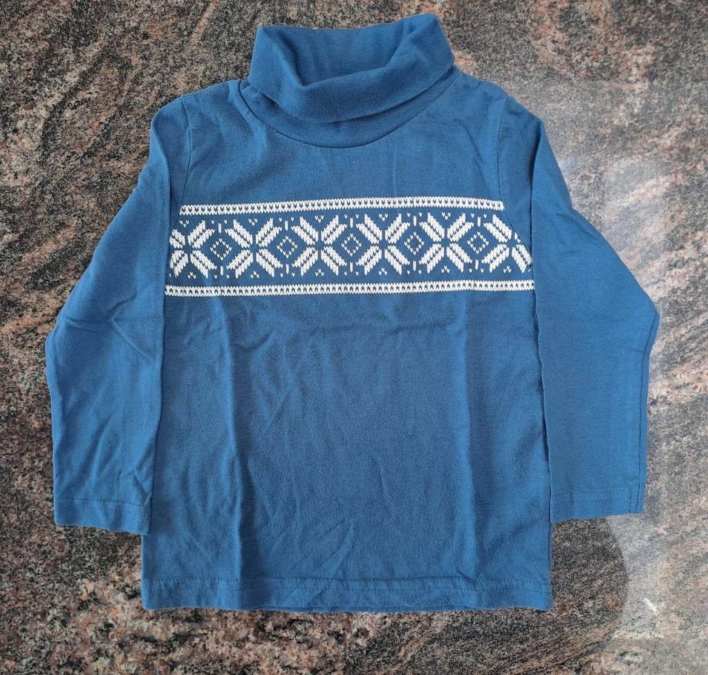 Taille 86-92 T-shirt bleu manches longues col, Enfants & Bébés, Garçon, Enlèvement ou Envoi, Comme neuf, Chemisette ou Manches longues