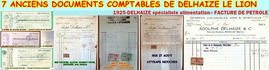 7 ANCIENS DOCUMENTS COMPTABLES DE DELHAIZE LE LION, Collections, Envoi