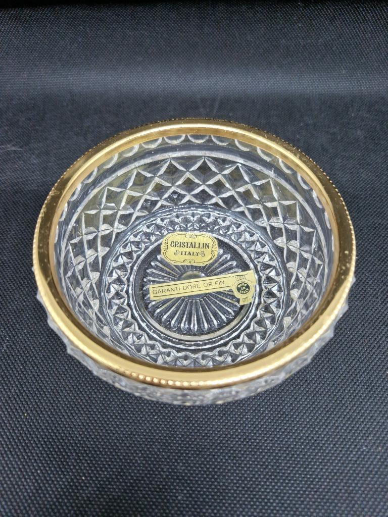 Kleine Italiaanse kristallen beker - Fijne gouden rand, Ophalen of Verzenden
