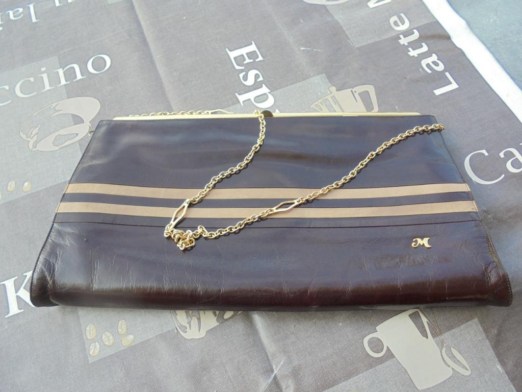 Vintage Sacoche Melusso, Handtassen en Accessoires, Gebruikt, Bruin, Leer, Ophalen