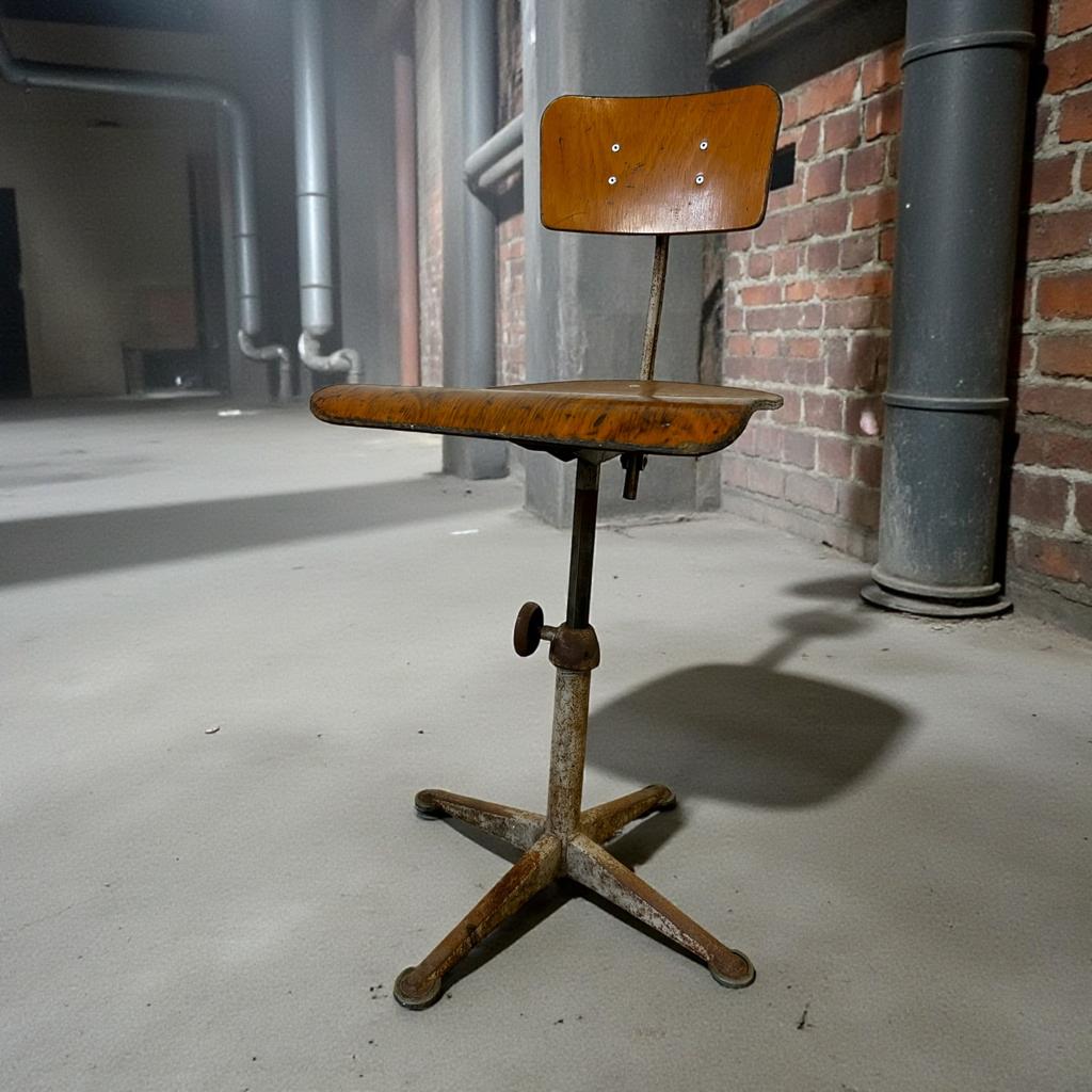 Vintage industriële desk chair / atelierkruk, Antiek en Kunst, Ophalen
