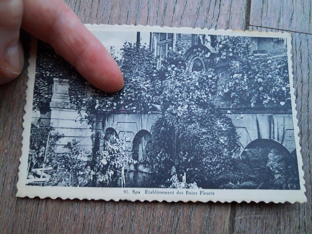 Beschreven pk : Spa, etablissement met bebloemde baden, 1955, Antiek en Kunst, Ophalen of Verzenden
