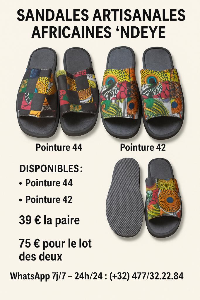 Afrikaanse handgemaakte sandalen „Ndeye” — recycling, Sandalen, Zwart, Nieuw, Ophalen of Verzenden
