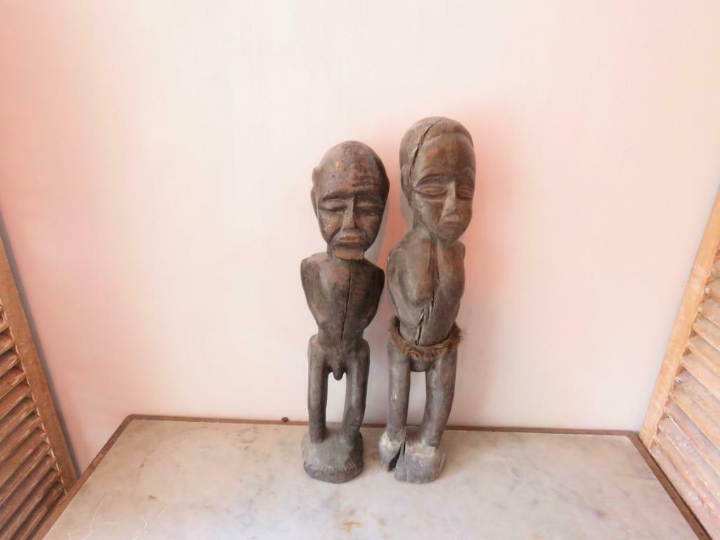 Afrikaans koppel Ouderbeelden Belgisch Congo, Antiek en Kunst, Kunst | Beelden en Houtsnijwerken, Ophalen of Verzenden