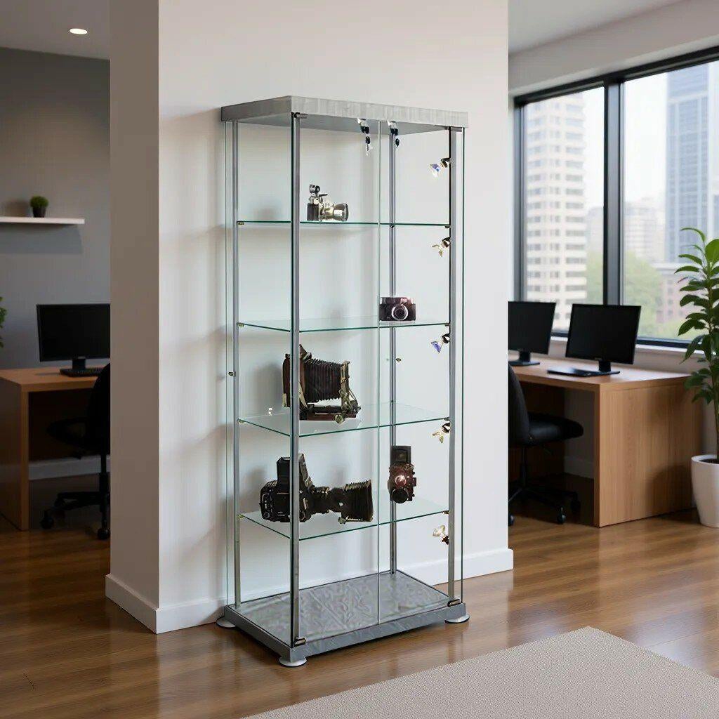 Vitrinekast glas rechthoekig glasvitrine met slot, Huis en Inrichting, Met deur(en), Verzenden, Nieuw, 50 tot 100 cm