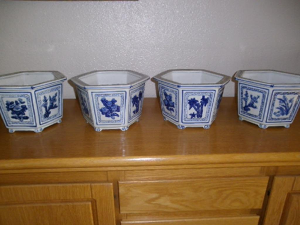 4 antieke Chinese porseleinen cache-pots, Antiquités & Art, Enlèvement ou Envoi
