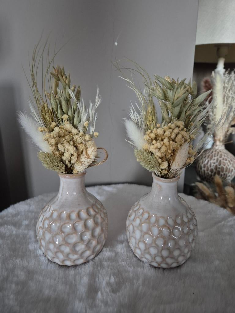 2 mini vaasjes met gedroogde bloemen, Huis en Inrichting, Ophalen, Nieuw