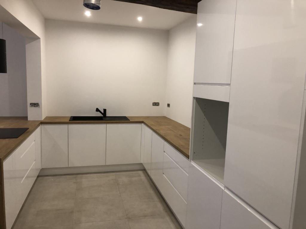Meubles de cuisine blanc laqué sans poignées, Neuf, Enlèvement ou Envoi, Bois, Sans poignée