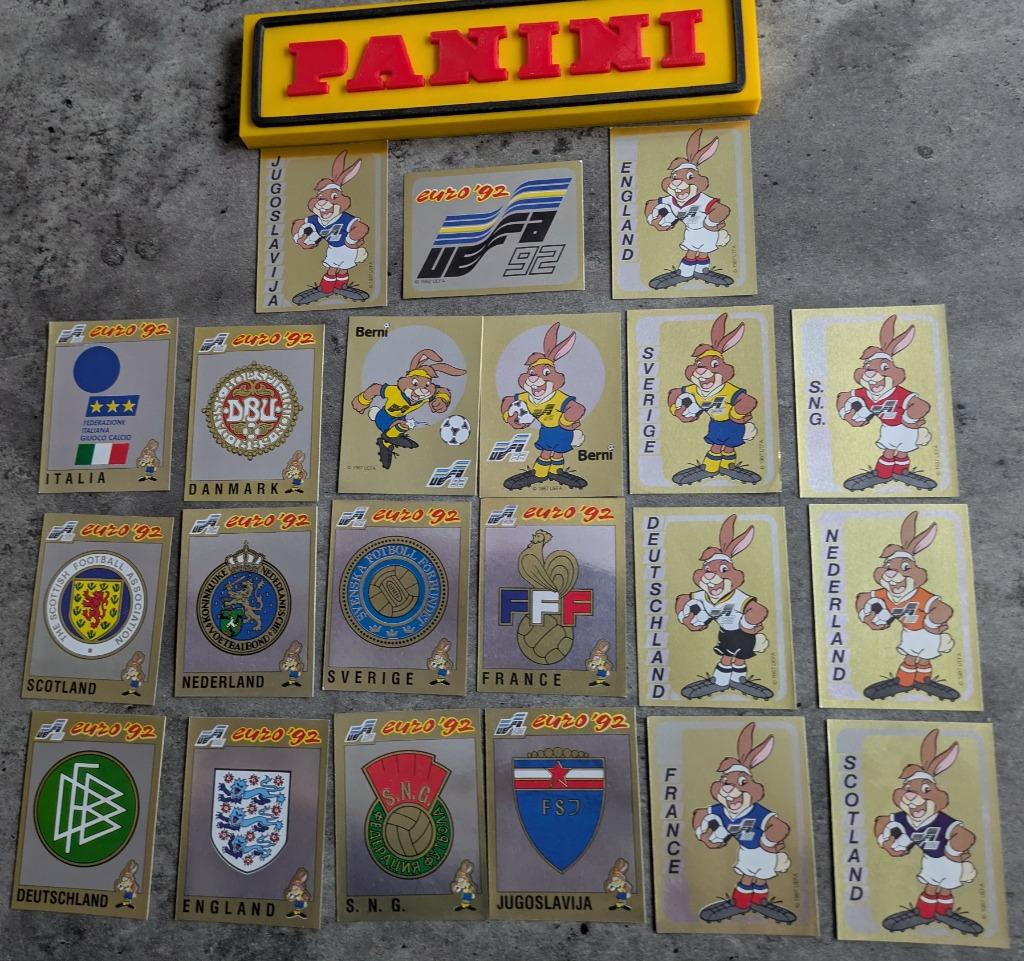 Autocollants de football PANINI EURO 92 21x tous brillants, Envoi, Neuf
