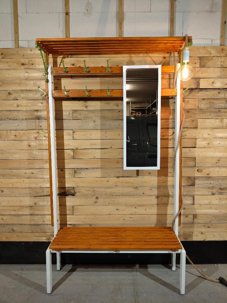 Banc Porte-Manteau d'entrée - Acier et bois, Neuf, Enlèvement ou Envoi, 200 cm ou plus, Autres types