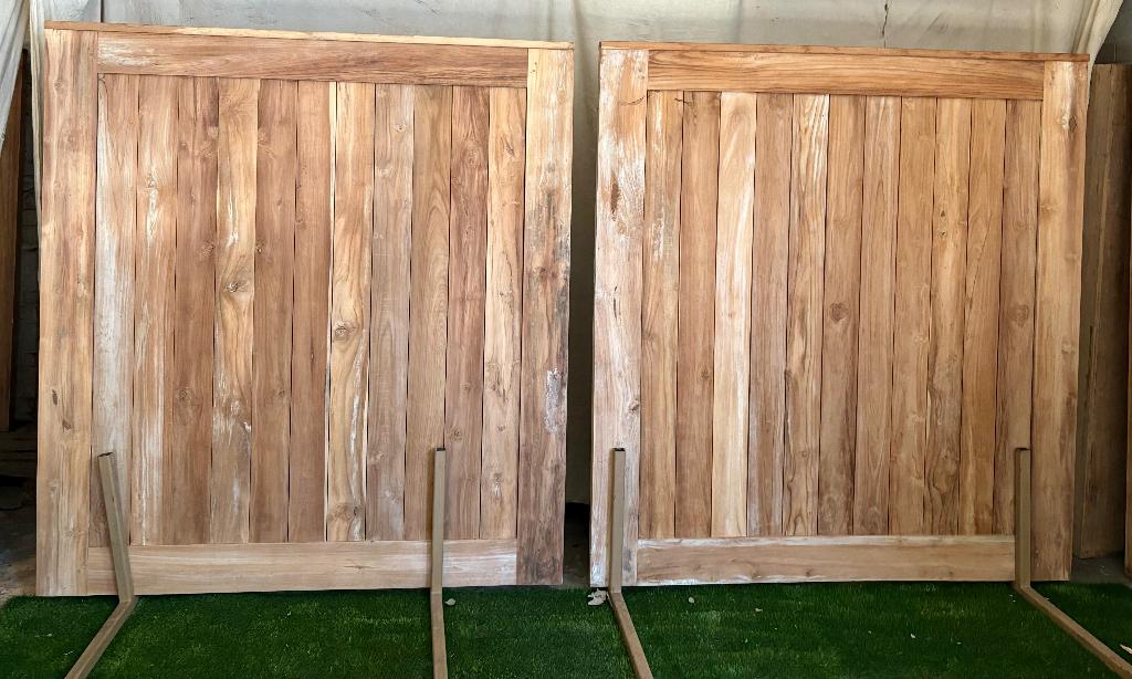 Nouveau portail en teck (2 ailes), Jardin & Terrasse, Portes de jardin, Neuf, Portail battant, 150 à 200 cm, Bois