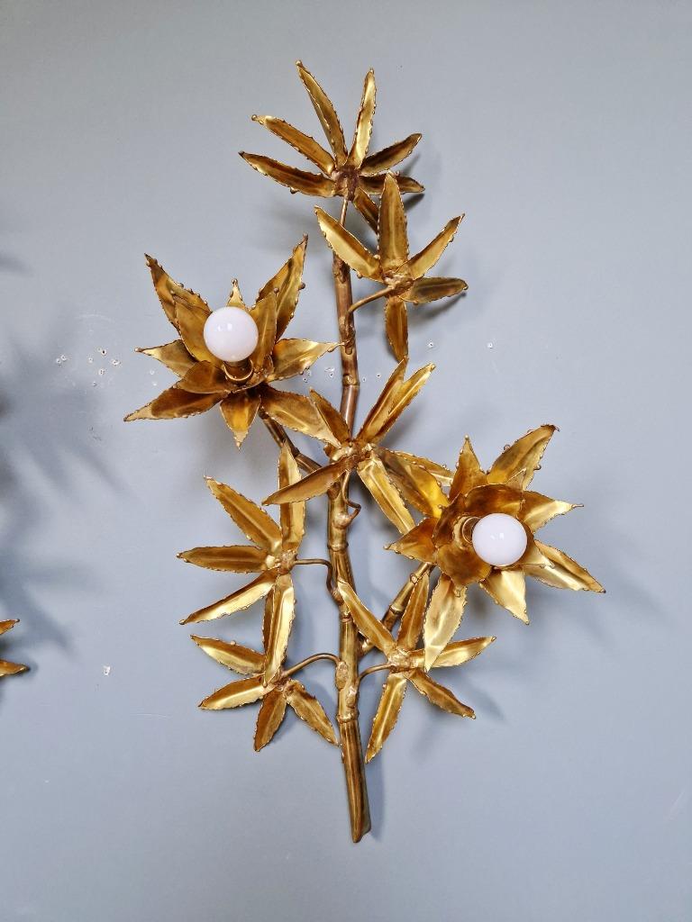 Groot paar koperen bloemenkandelaars, Maison Jansen, Antiek en Kunst, Ophalen