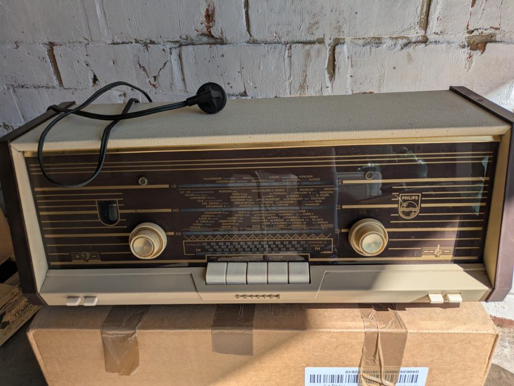 Vintage Radio Philips B4X12A, Ophalen, Gebruikt, Radio