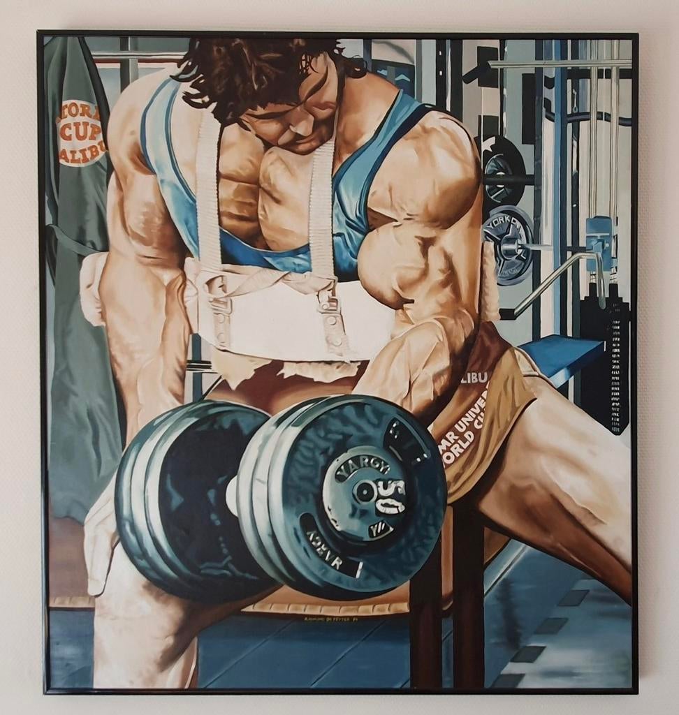 Schilderij met kader bodybuilding, Antiek en Kunst, Kunst | Schilderijen | Modern, Ophalen