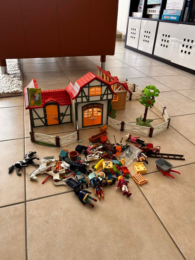 Playmobil paardenstal + uitbreiding, Enlèvement, Comme neuf, Ensemble complet