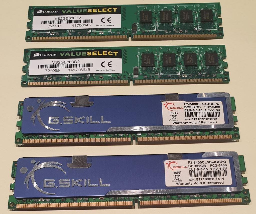 4x 2GB DDR2 Ram geheugen, Computers en Software, RAM geheugen, Gebruikt, Ophalen of Verzenden, DDR2, Desktop