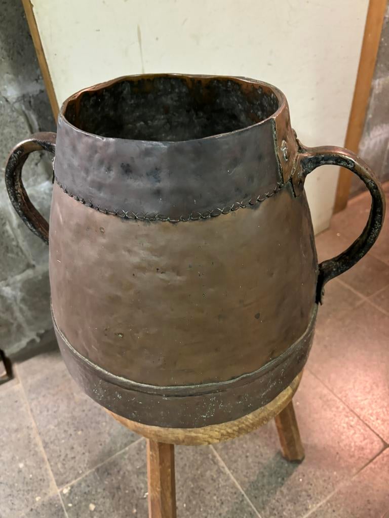 Koperen ketel, bloempot, Antiek en Kunst, Ophalen, Koper