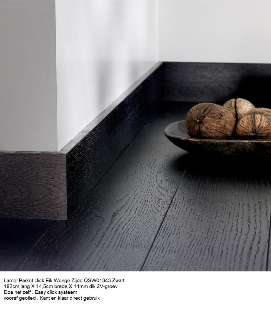 Meerdere lagen Lamel Parket click Eik Wenge Zijde geolied, Parket, 75 m² of meer, Zwart, Nieuw