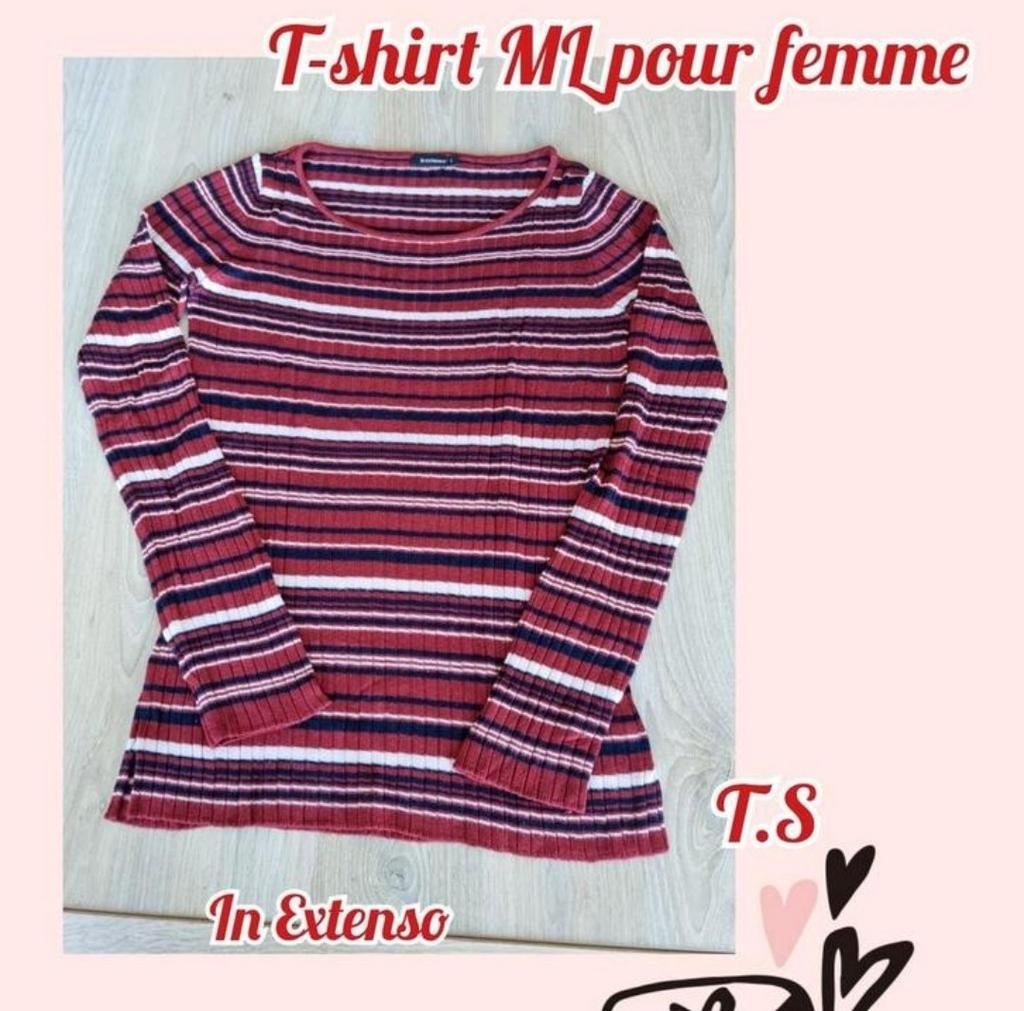 T-shirt ML pour femme-Bordeaux-In Extenso-T.S, Kleding | Dames, Overige kleuren, Ophalen of Verzenden, Lange mouw, Maat 36 (S)
