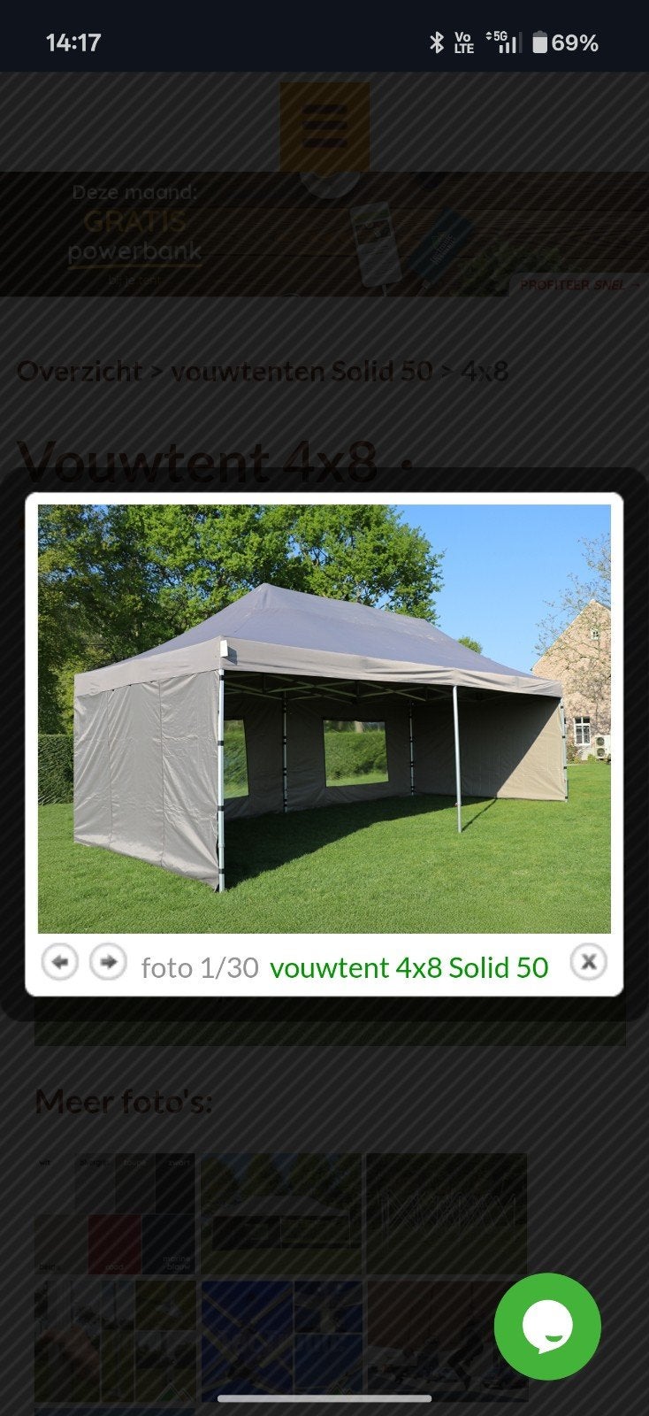 Partytent  4x8 meter opplooibaar., Tuin en Terras, Partytenten, Partytent, Ophalen