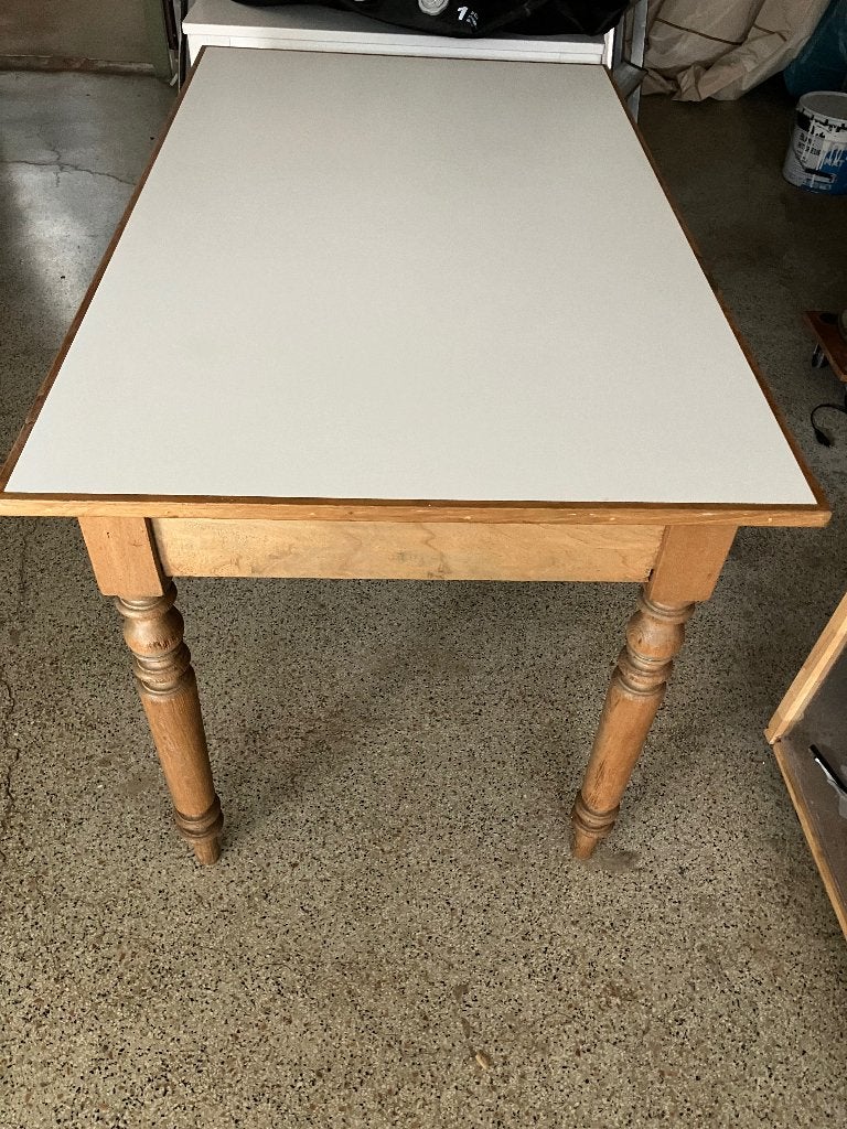 72x122 houten tafel met lade, Ophalen, Gebruikt, 100 tot 150 cm, 50 tot 100 cm