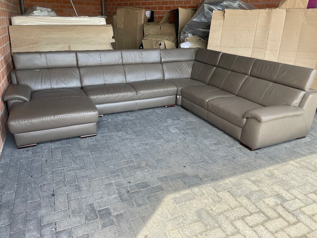 Leder hoeksalon in gebruikte / goede staat, Ophalen, Gebruikt, Leer