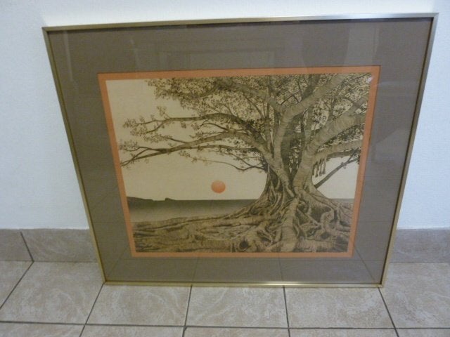 Prachtige kader Litho Michael Arth 1975 "Tropical Fig Three", Antiquités & Art, Art | Lithographies & Sérigraphies, Lithographie