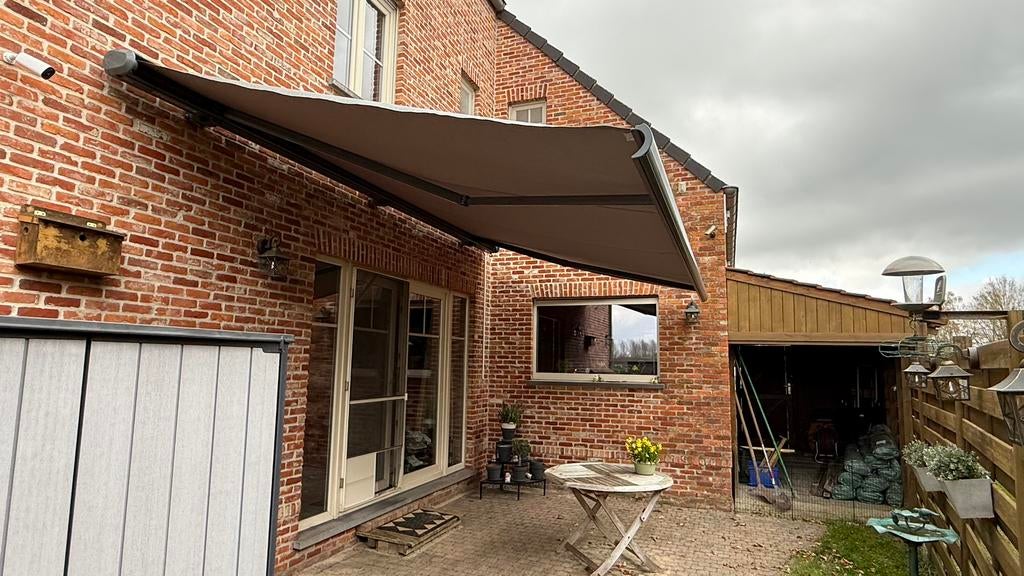 Auvent électrique de 5 m + télécommande + éclairage, Jardin & Terrasse, Verrières, Comme neuf, Enlèvement