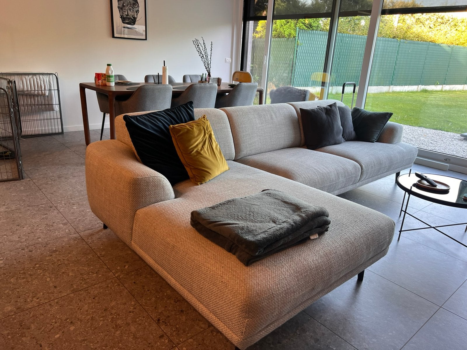Zetel met chaise longue links, Ophalen, Zo goed als nieuw