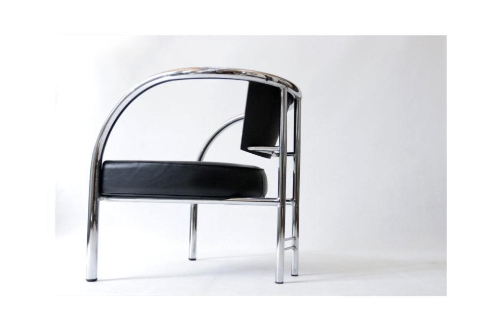 Italian 1980's Design Armchair Tubular Chrome Steel, Ophalen