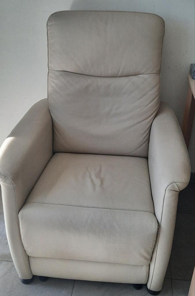 Beige Lederen Relax 'Odea' met Afstandsbediening, Ophalen