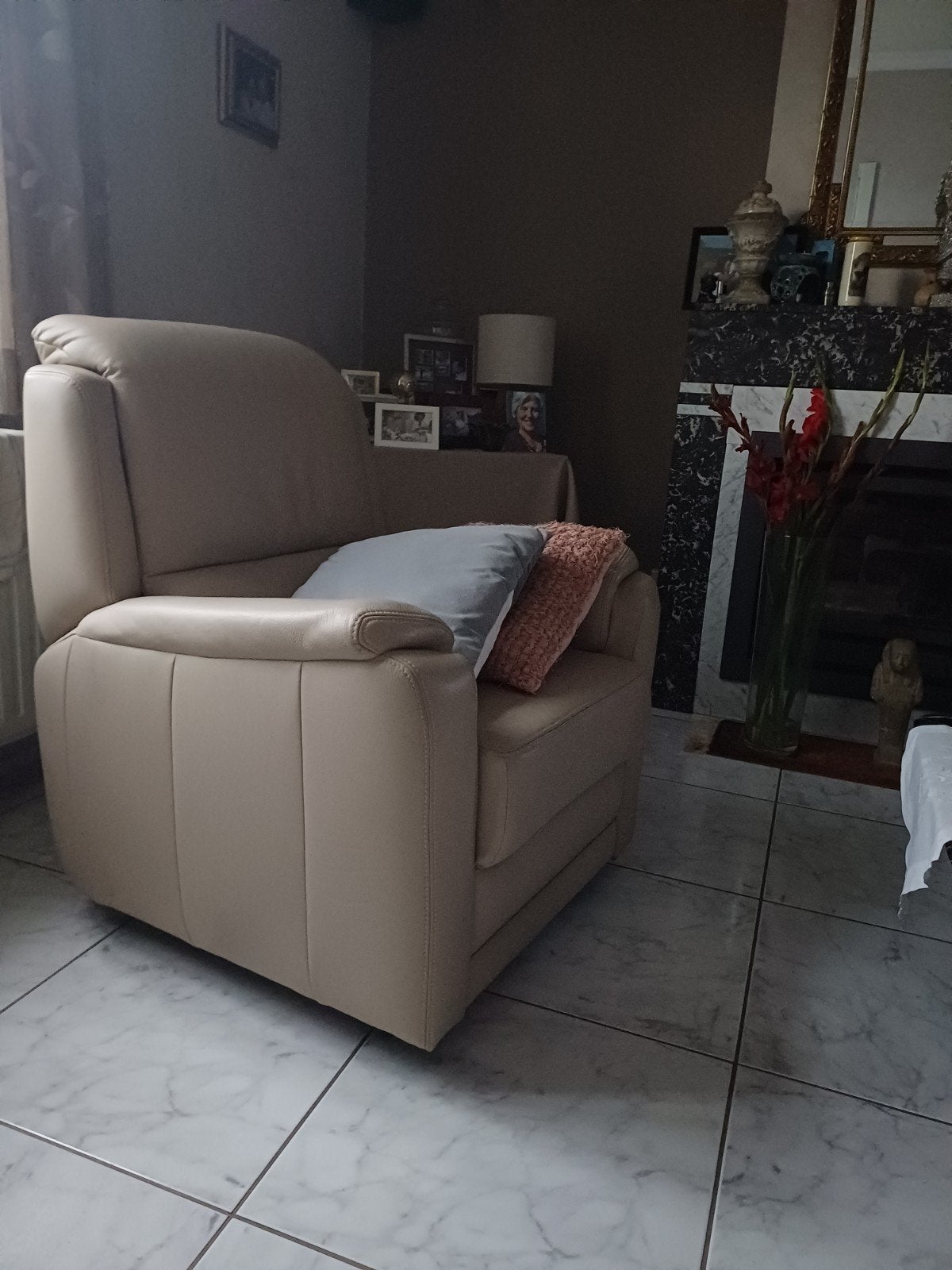 salon in beige volledig, Ophalen, Gebruikt, Driepersoons, Leer