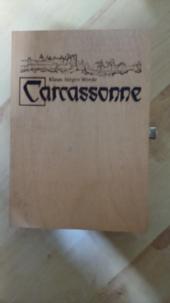 Jeu de base société Carcassonne dans un étui bois d'origine, 1 ou 2 joueurs, Enlèvement ou Envoi, Comme neuf, 999 games