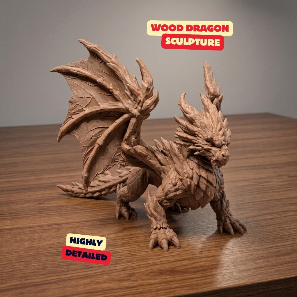 Wood Dragon - Grote Gotische Drakensculptuur, Onbekend, EU, Nieuw, Ophalen of Verzenden, Onbekend