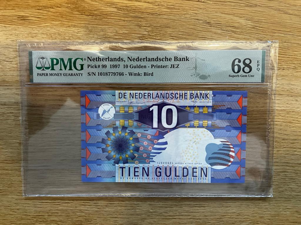 10 gulden ijsvogel 1997 - PMG68 !!!, Postzegels en Munten, Bankbiljetten | Nederland, Ophalen of Verzenden, 10 gulden