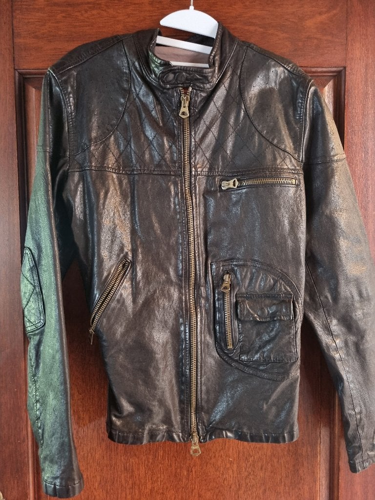 Marlon Brando Vintage 55 lederen vest Medium, Maat 48/50 (M), Zwart, Vintage, Ophalen of Verzenden
