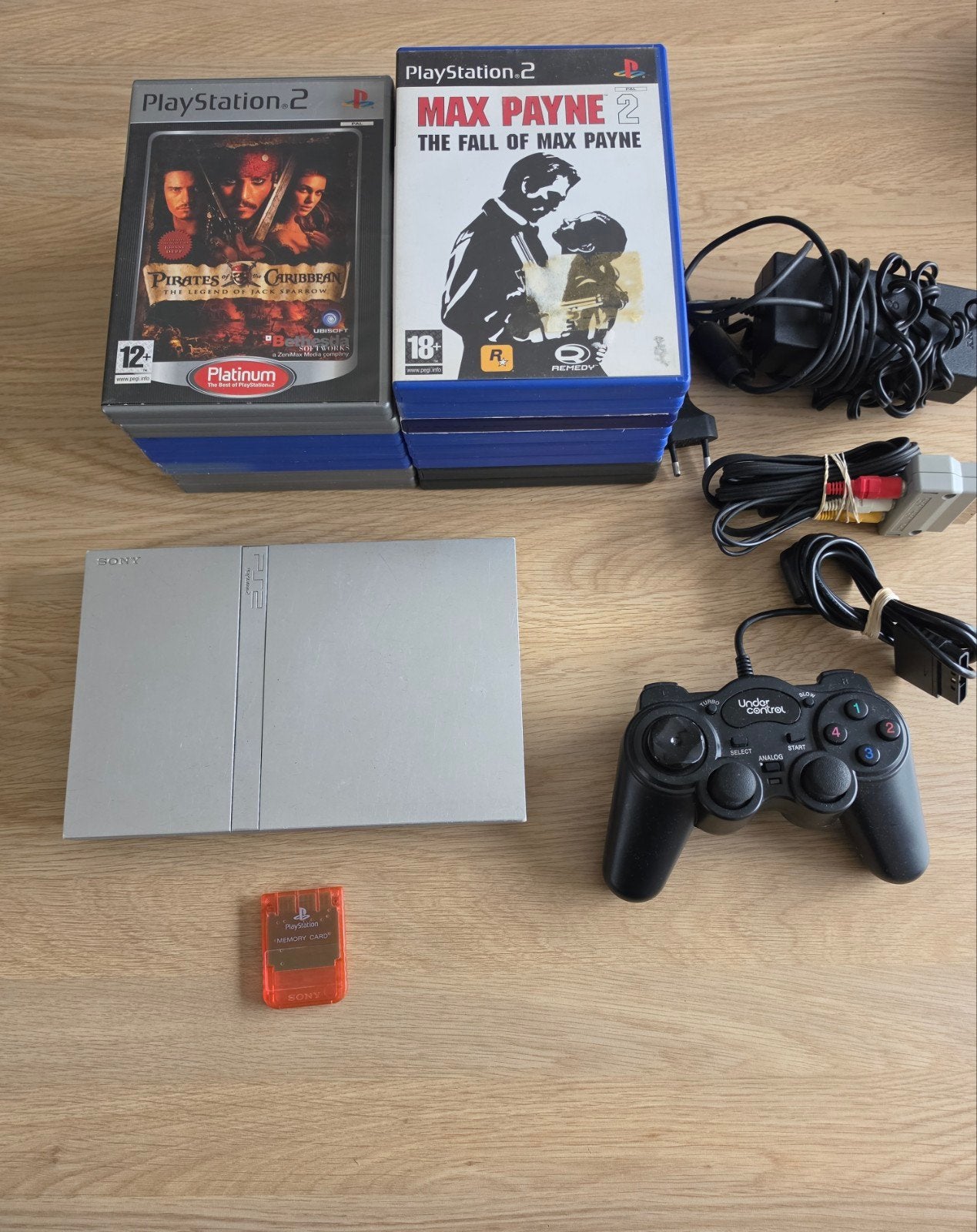 Lot Console Sony Ps2 Slim Silver + 15 jeux, Enlèvement ou Envoi, Avec 1 manette, Utilisé, Slim