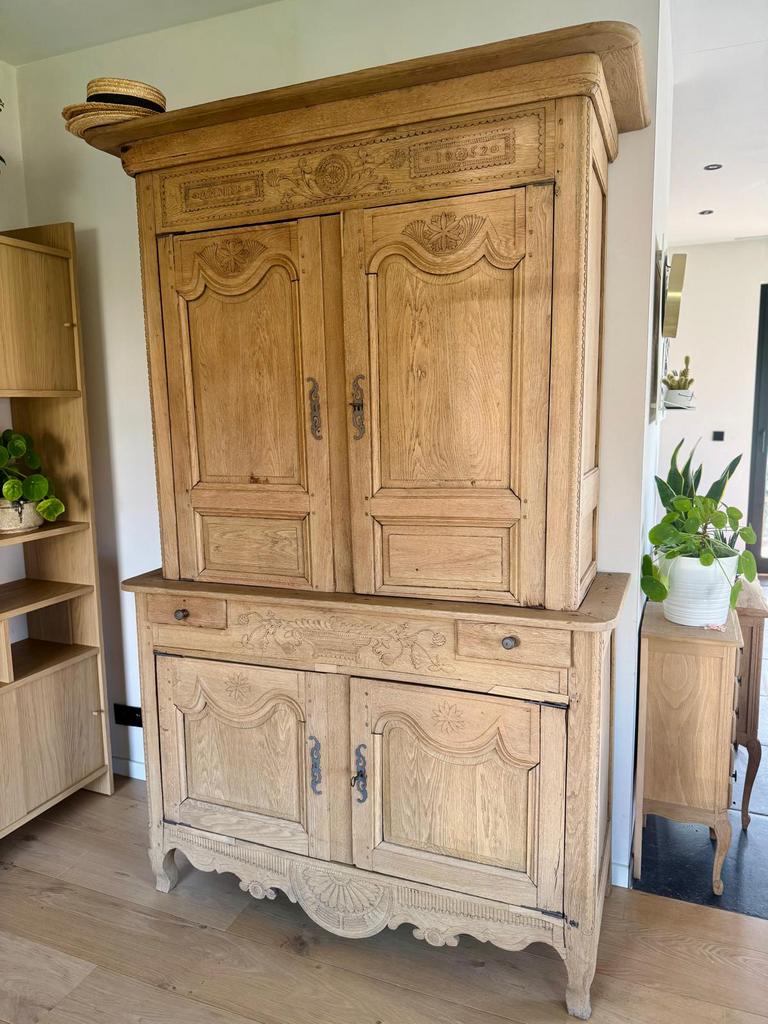 Eiken gezandstraalde kast, Huis en Inrichting, Ophalen, Gebruikt, 200 cm of meer, Eikenhout