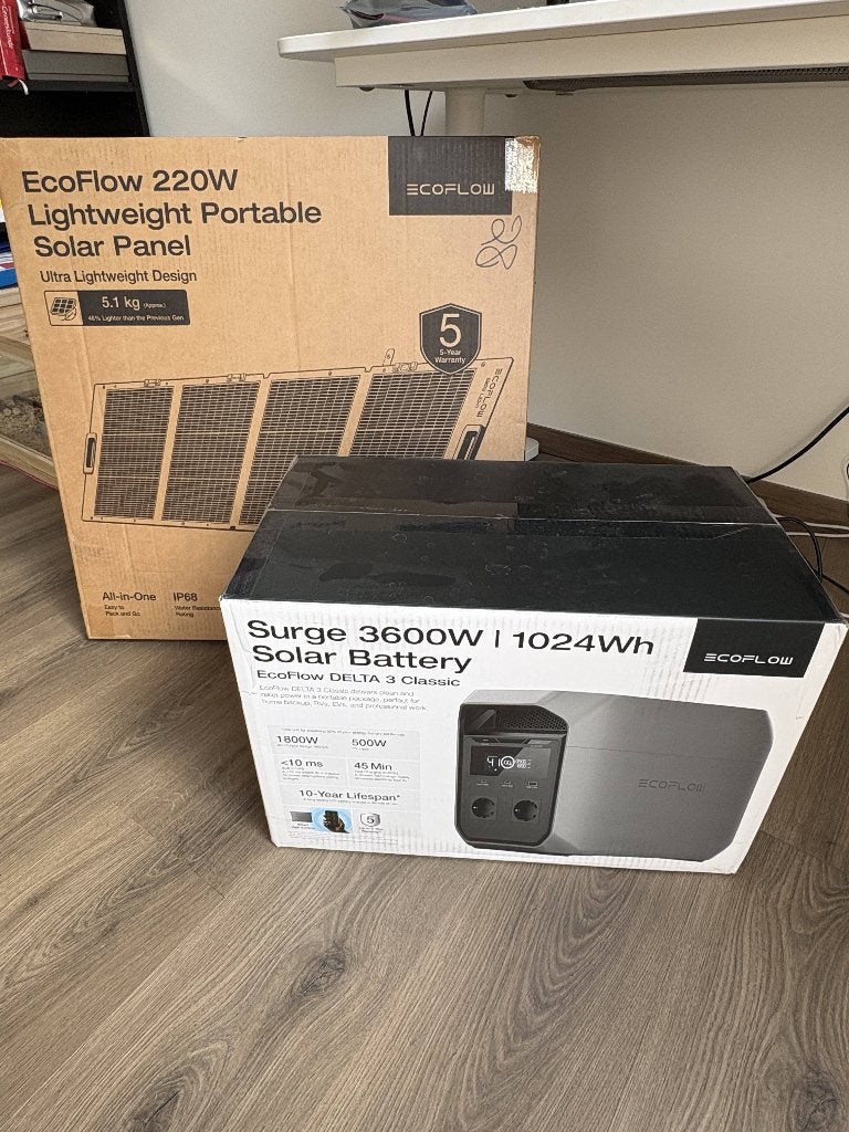 Ecoflow DELTA 3 Classic 1024Wh + Ecoflow 220 W Solar Panel, Bricolage & Construction, Panneaux solaires & Accessoires, Enlèvement