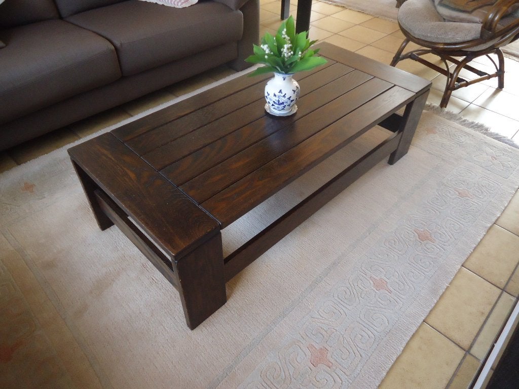 Eiken salontafel., Ophalen, 100 tot 150 cm, 50 tot 100 cm, Zo goed als nieuw