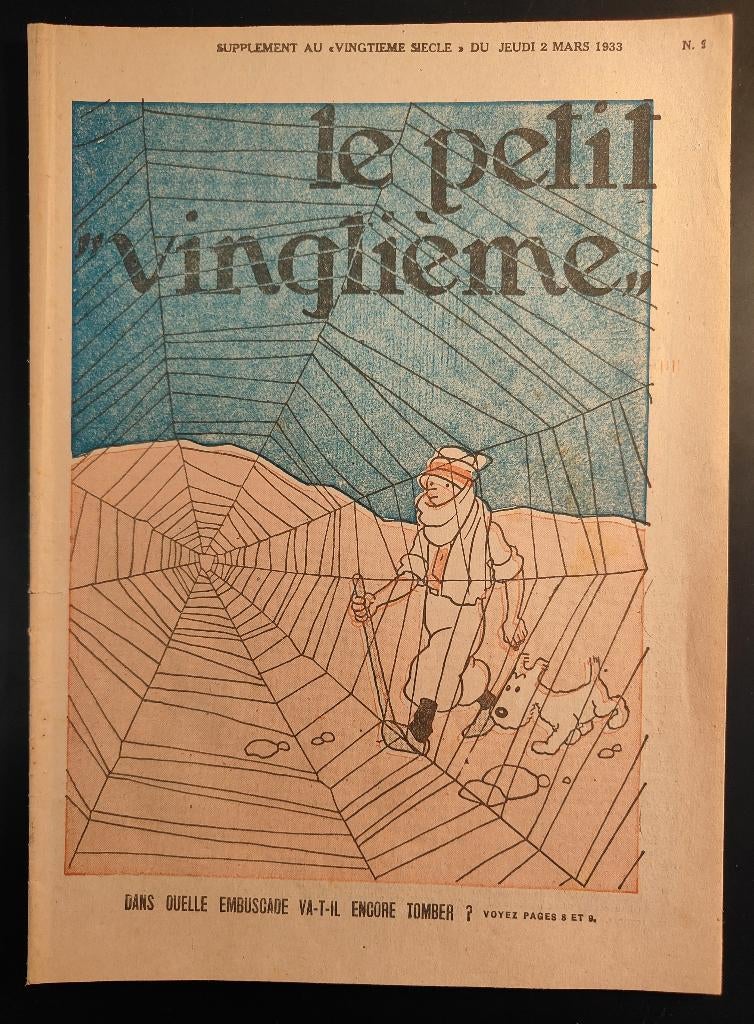 kuifje,Tintin,Hergé, Le petit vingtième N 9 1933, Enlèvement ou Envoi, Tintin, Utilisé
