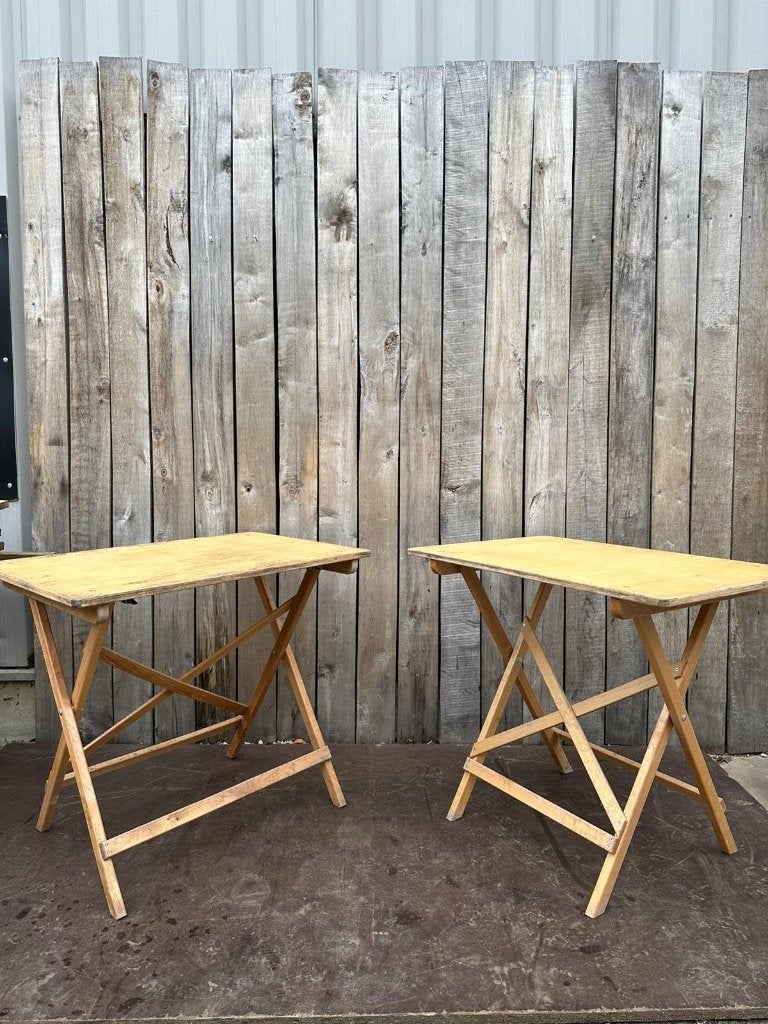 Retro houten klaptafels (50 op voorraad), Huis en Inrichting, Gebruikt, Rechthoekig model, Minder dan 100 cm, Hout