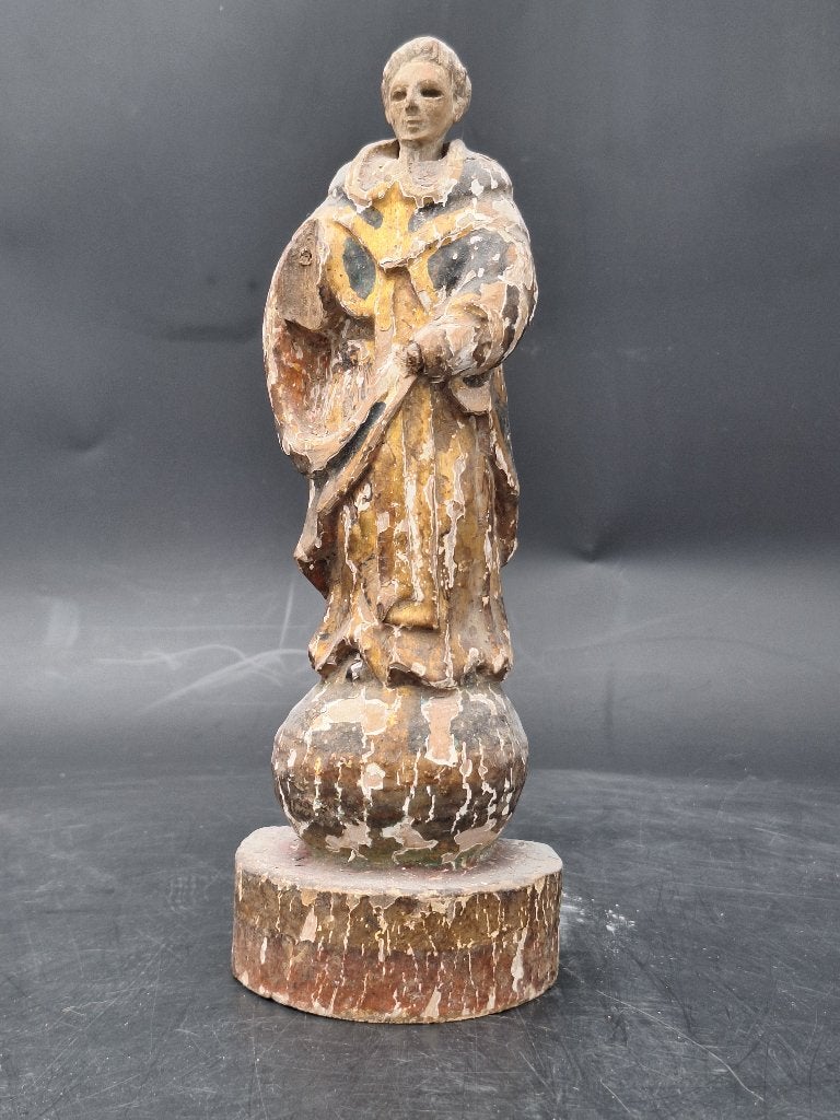oud houten heiligen beeldje, eind 1800, Antiek en Kunst, Ophalen of Verzenden