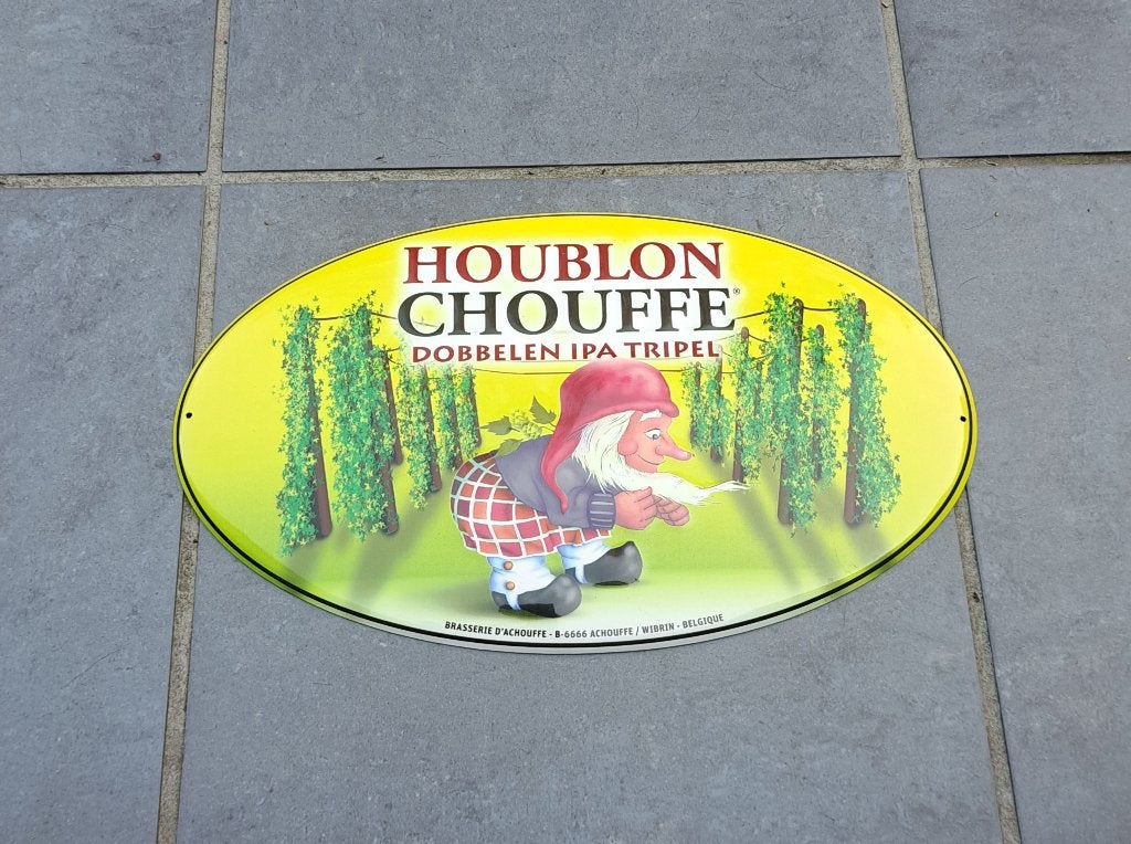 Houblon Chouffe reclame, Ophalen of Verzenden, Gebruikt, Reclamebord